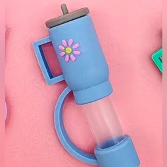 Accessories - NEW! Silicone Straw Cover Topper For Tumblers, Stanley Cups Straw Caps Blue 1pc